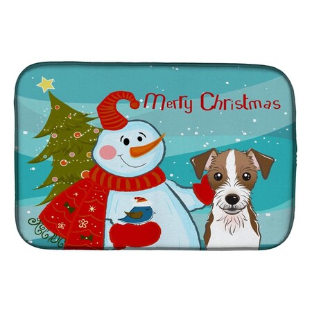 Carolines Treasures Snowman With Jack Russell Terrier Dish Drying Mat BB1822DDM